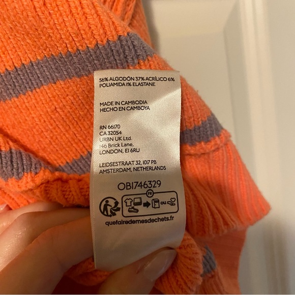 FP Movement by Free People Cropped Coral and Lavender Striped Sweater - Picture 8 of 13